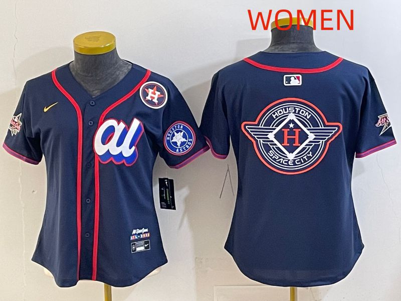 Women 2025 Houston Astros Blank Drak Blue All star Nike MLB Jersey style 012->women mlb jersey->Women Jersey